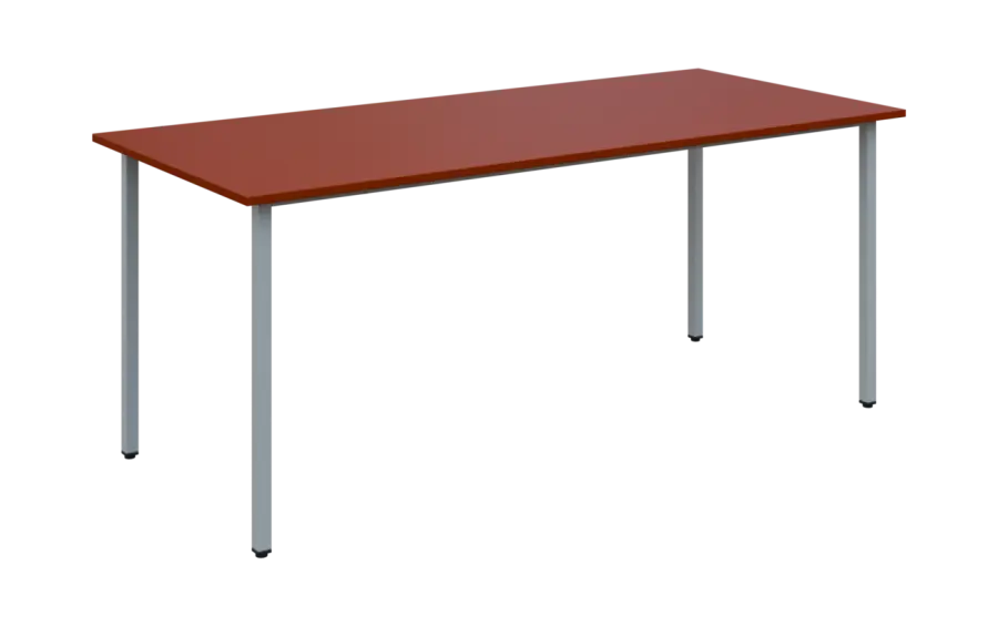 JSB 180N Jídelní stůl 1800 x 800 mm, deska cihlově červená / podnož stříbrná